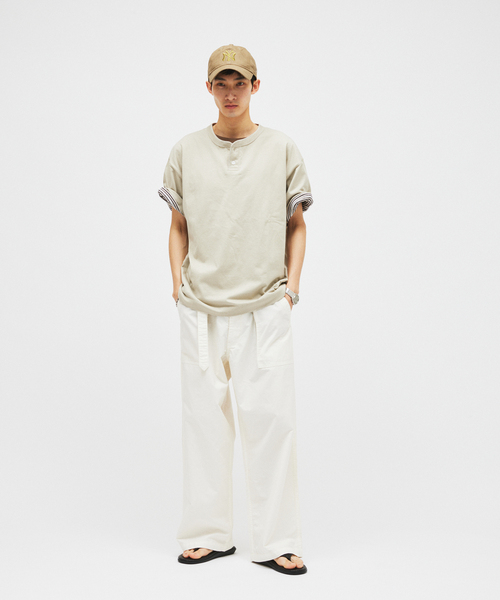 JOURNAL STANDARD(ジャーナルスタンダード)の「コットン リネン ベルテッド ワイド カット ベイカー パンツ(カーゴパンツ・メンズ・ブラック/ダークグリーン/オレンジ/アイボリー・SMALL/MEDIUM/LARGE)」の15枚目の写真