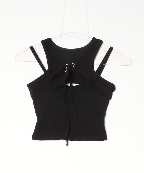 tinkerend(ティンカーエンド)の「【カップ付き】Cutout Lace-up Tank Top / カットアウトレースアップタンクトップ(タンクトップ・レディース・ブラック/ホワイト・FREE)」の22枚目の写真