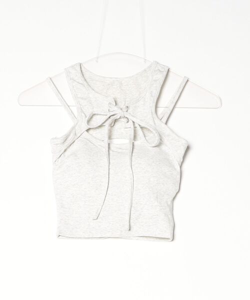 tinkerend(ティンカーエンド)の「【カップ付き】Cutout Lace-up Tank Top / カットアウトレースアップタンクトップ(タンクトップ・レディース・ブラック/ホワイト・FREE)」の20枚目の写真