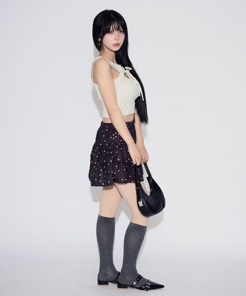 tinkerend(ティンカーエンド)の「【カップ付き】Cutout Lace-up Tank Top / カットアウトレースアップタンクトップ(タンクトップ・レディース・ブラック/ホワイト・FREE)」の9枚目の写真