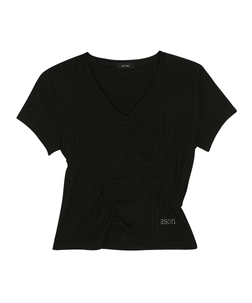 ASON（アズオン）の「SOFT SHIRRING TEE / BLACK（Tシャツ/カットソー・レディース・その他・FREE）」の2枚目の写真