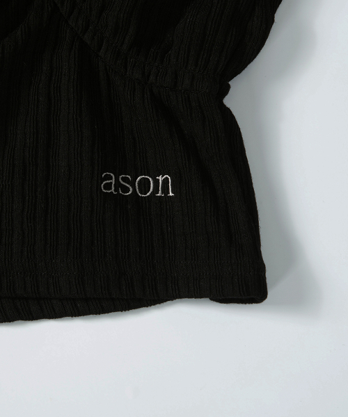 ASON（アズオン）の「SOFT SHIRRING TEE / BLACK（Tシャツ/カットソー・レディース・その他・FREE）」の4枚目の写真