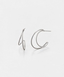 【金属アレルギー対応】クレセントレイヤーフープピアス　ステンレス