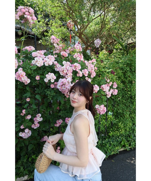 MISTREASS(ミストレアス)の「Silky Sheer Peplum Blouse(シャツ/ブラウス・レディース・ホワイト/ピンク・FREE)」の12枚目の写真