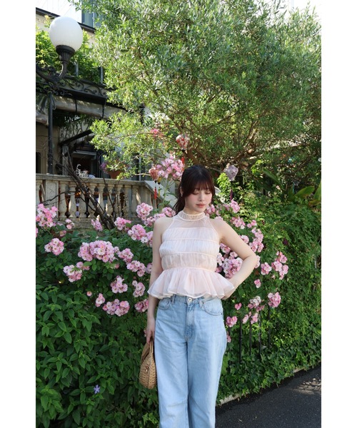 MISTREASS(ミストレアス)の「Silky Sheer Peplum Blouse(シャツ/ブラウス・レディース・ホワイト/ピンク・FREE)」の13枚目の写真