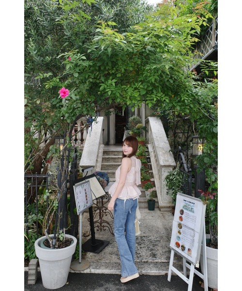 MISTREASS(ミストレアス)の「Silky Sheer Peplum Blouse(シャツ/ブラウス・レディース・ホワイト/ピンク・FREE)」の18枚目の写真