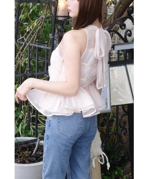 MISTREASS(ミストレアス)の「Silky Sheer Peplum Blouse(シャツ/ブラウス・レディース・ホワイト/ピンク・FREE)」の19枚目の写真