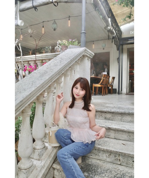 MISTREASS(ミストレアス)の「Silky Sheer Peplum Blouse(シャツ/ブラウス・レディース・ホワイト/ピンク・FREE)」の16枚目の写真