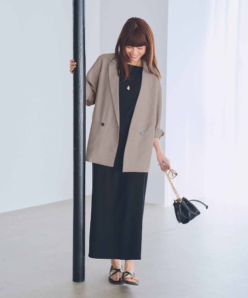 Live in comfort(リブインコンフォート)の「リブ イン コンフォート 栞里ちゃんとつくった 主役としてもインナーとしても活躍する カップ付きキャミワンピース〈ブラック〉(ワンピース・レディース・ブラック・M/3L/L/LL/MP)」の6枚目の写真