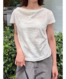 LAGUNAMOON | バックリボンベロアトップス 【半袖】(Tシャツ/カットソー)
