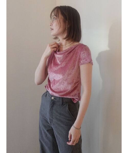 LAGUNAMOON(ラグナムーン)の「バックリボンベロアトップス 【半袖】(Tシャツ/カットソー・レディース・ホワイト/ブラック/ピンク・FREE)」の13枚目の写真