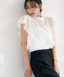 2026春夏新作 ハイネックシアーフリルブラウス