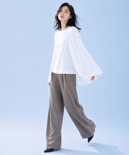 by LEGNA（バイレグナ）の「COOLIFY 接触冷感2WAYケープトップス（Tシャツ/カットソー・レディース・ホワイト/ブラック/ダークグレー・FREE）」の8枚目の写真