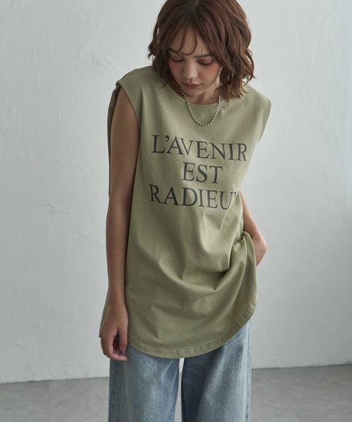 notch.(ノッチ)の「ショルダータックロゴノースリT(Tシャツ/カットソー・レディース・オフホワイト/ネイビー/カーキ/ダークグレー・M)」の3枚目の写真