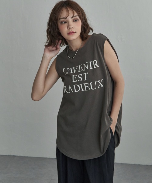 notch.(ノッチ)の「ショルダータックロゴノースリT(Tシャツ/カットソー・レディース・オフホワイト/ネイビー/カーキ/ダークグレー・M)」の2枚目の写真