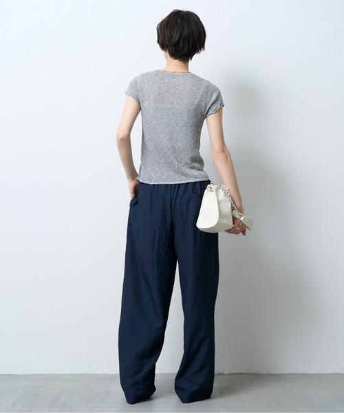NUJOH(ヌゾ)の「Boucle Sheer Half Sleeve Tee / ブークレシアーハーフスリーブT(Tシャツ/カットソー・レディース・グレー/ミント・FREE)」の15枚目の写真