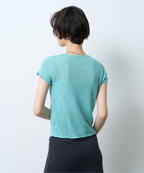 NUJOH(ヌゾ)の「Boucle Sheer Half Sleeve Tee / ブークレシアーハーフスリーブT(Tシャツ/カットソー・レディース・グレー/ミント・FREE)」の21枚目の写真