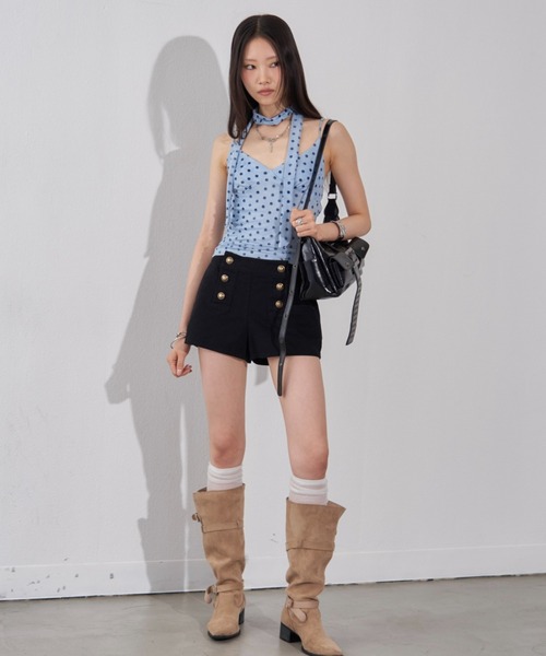 WHO'S WHO gallery（フーズフーギャラリー）の「タイ付きドットキャミ（キャミソール・レディース・スカイブルー/ブラウン/カーキ・FREE）」の11枚目の写真