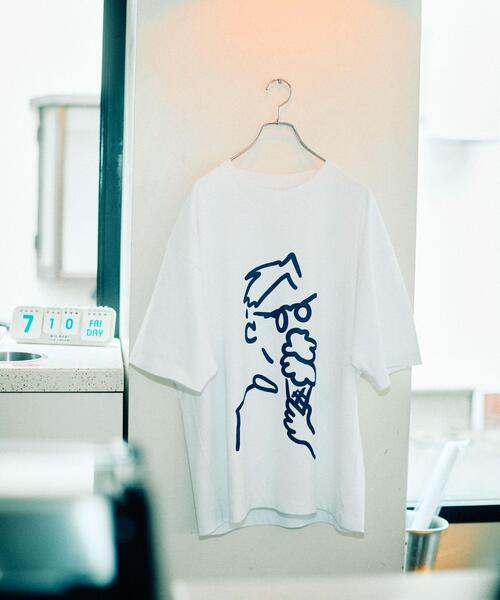 NANO universe(ナノユニバース)の「Anti Soaked(R) 汗染み防止 BIG BABY ICE CREAM #1(Tシャツ/カットソー・メンズ・ホワイト/ブルー/ブラック・M/L/S)」の2枚目の写真