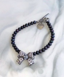 Auralyn（オーラリン）の「Rhinestone RibbonPearl Bracelet(BLACK)（ネックレス）」