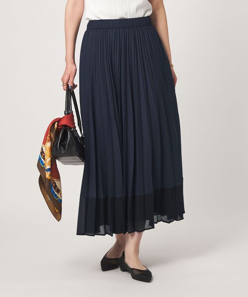 green label relaxing（グリーンレーベルリラクシング）の「［size SHORTあり］キリカエ プリーツ スカート（スカート・レディース・ホワイト/その他1/ネイビー・SHORT/FREE）」の4枚目の写真