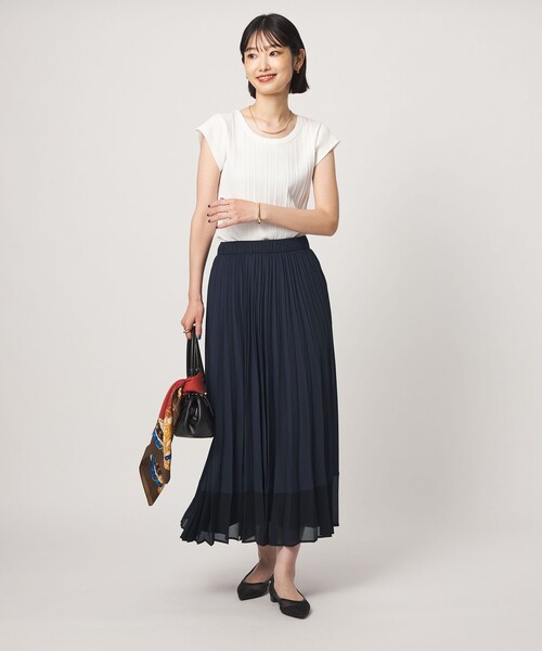 green label relaxing（グリーンレーベルリラクシング）の「［size SHORTあり］キリカエ プリーツ スカート（スカート・レディース・ホワイト/その他1/ネイビー・SHORT/FREE）」の6枚目の写真