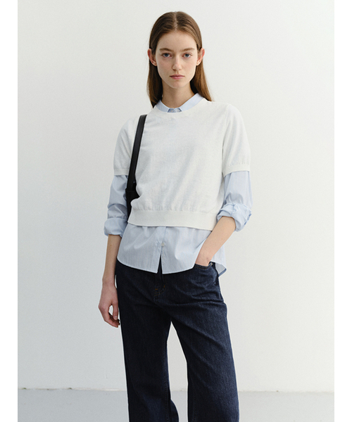 DUNST（ダンスト）の「UNISEX LINEN CREWNECK KNIT_UDSW6B128_WHITE（ニット/セーター・レディース・ホワイト・X-SMALL/SMALL/MEDIUM/LARGE/X-LARGE）」の2枚目の写真