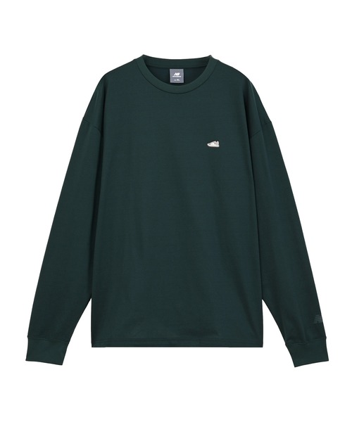 NEW BALANCE(ニューバランス)の「シューパッチロングスリーブTシャツ(Tシャツ/カットソー・メンズ・杢グレー/ダークグリーン/オフホワイト/ブラック・MEDIUM/LARGE/X-LARGE/XX-LARGE/SMALL)」の1枚目の写真