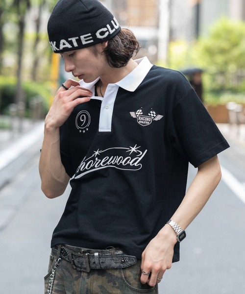 WEGO(ウィゴー)の「WEGO/【26年春夏新作】グラフィックポロシャツ(ポロシャツ・メンズ・ホワイト/ブラック・LARGE/MEDIUM)」の2枚目の写真