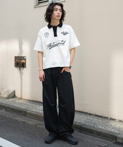 WEGO(ウィゴー)の「WEGO/【26年春夏新作】グラフィックポロシャツ(ポロシャツ・メンズ・ホワイト/ブラック・LARGE/MEDIUM)」の3枚目の写真