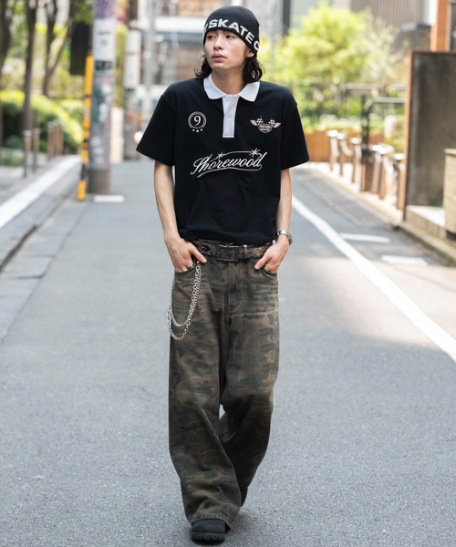 WEGO(ウィゴー)の「WEGO/【26年春夏新作】グラフィックポロシャツ(ポロシャツ・メンズ・ホワイト/ブラック・LARGE/MEDIUM)」の4枚目の写真