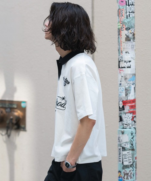 WEGO(ウィゴー)の「WEGO/【26年春夏新作】グラフィックポロシャツ(ポロシャツ・メンズ・ホワイト/ブラック・LARGE/MEDIUM)」の11枚目の写真