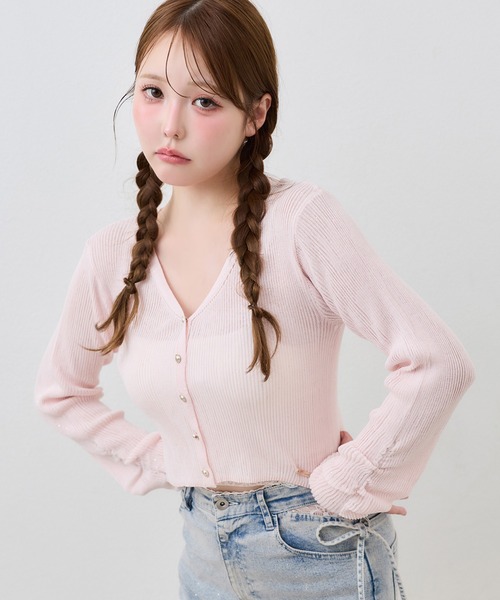 one after another NICE CLAUP(ワンアフターアナザーナイスクラップ)の「スパンコールカーディガン(カーディガン/ボレロ・レディース・アイボリー/ブラック/ブラウン/ピンク・FREE)」の4枚目の写真