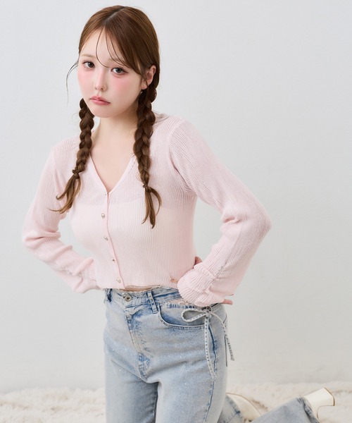 one after another NICE CLAUP(ワンアフターアナザーナイスクラップ)の「スパンコールカーディガン(カーディガン/ボレロ・レディース・アイボリー/ブラック/ブラウン/ピンク・FREE)」の14枚目の写真