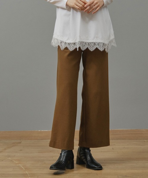 Nunc.(ヌンク)の「ストレッチワイドパンツ(スラックス・レディース・ダークブラウン/ブラック/オフホワイト・38)」の3枚目の写真