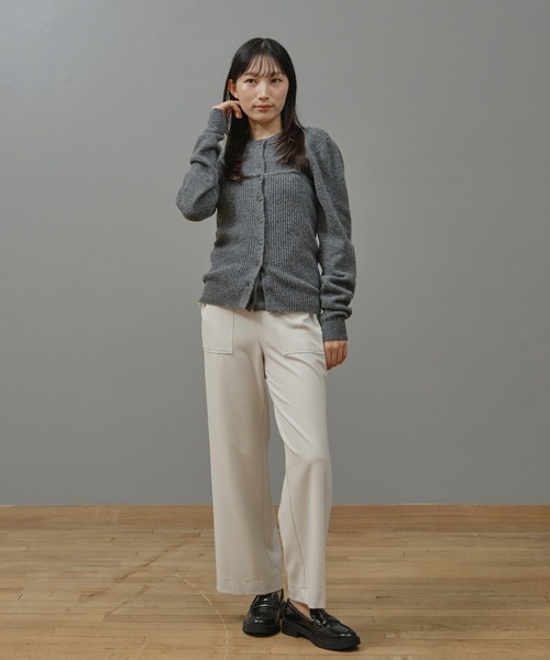 Nunc.(ヌンク)の「ストレッチワイドパンツ(スラックス・レディース・ダークブラウン/ブラック/オフホワイト・38)」の8枚目の写真