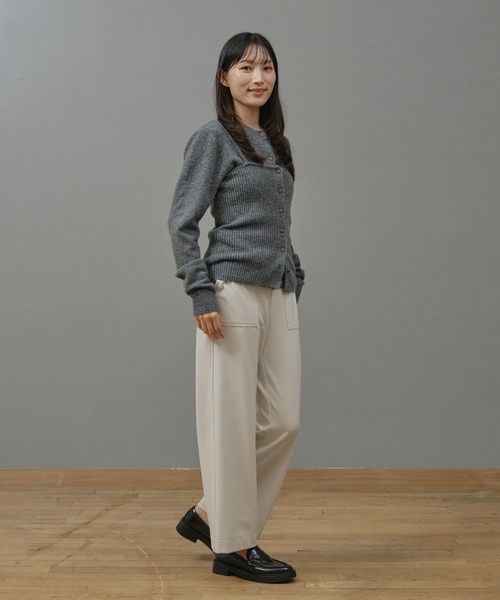 Nunc.(ヌンク)の「ストレッチワイドパンツ(スラックス・レディース・ダークブラウン/ブラック/オフホワイト・38)」の9枚目の写真