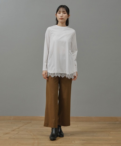 Nunc.(ヌンク)の「ストレッチワイドパンツ(スラックス・レディース・ダークブラウン/ブラック/オフホワイト・38)」の11枚目の写真