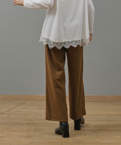 Nunc.(ヌンク)の「ストレッチワイドパンツ(スラックス・レディース・ダークブラウン/ブラック/オフホワイト・38)」の12枚目の写真