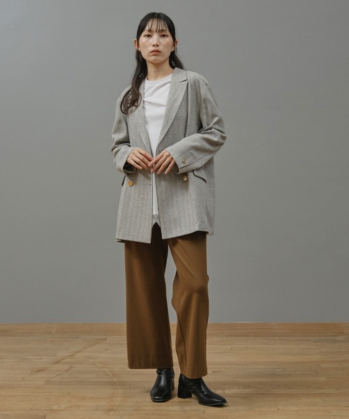 Nunc.(ヌンク)の「ストレッチワイドパンツ(スラックス・レディース・ダークブラウン/ブラック/オフホワイト・38)」の15枚目の写真