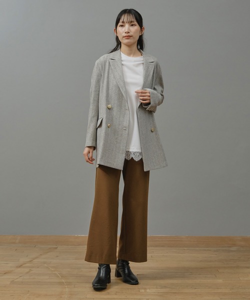 Nunc.(ヌンク)の「ストレッチワイドパンツ(スラックス・レディース・ダークブラウン/ブラック/オフホワイト・38)」の16枚目の写真