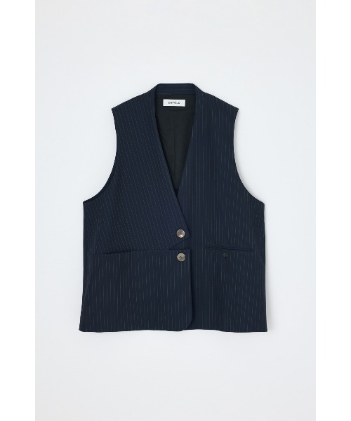 ENFOLD(エンフォルド)の「COLLARLESS JACKET(ベスト・レディース・チャコールグレー/ダークネイビー・38)」の2枚目の写真
