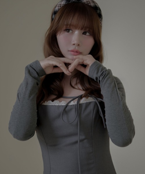 M DOLLY（エムドリー）の「Lace sophie mini dress / レースソフィーミニドレス（ワンピース・レディース・グレー/ブラック・FREE）」の8枚目の写真
