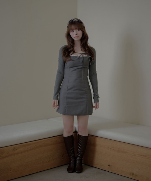 M DOLLY（エムドリー）の「Lace sophie mini dress / レースソフィーミニドレス（ワンピース・レディース・グレー/ブラック・FREE）」の10枚目の写真
