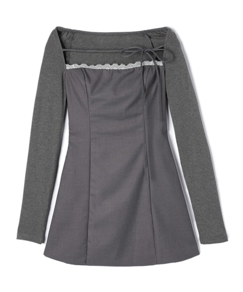 M DOLLY（エムドリー）の「Lace sophie mini dress / レースソフィーミニドレス（ワンピース・レディース・グレー/ブラック・FREE）」の12枚目の写真