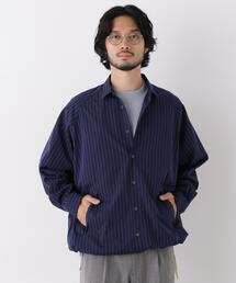 「OtoNANO」2WAYコーチシャツ スーピマコットンタイプライター/ストライプ