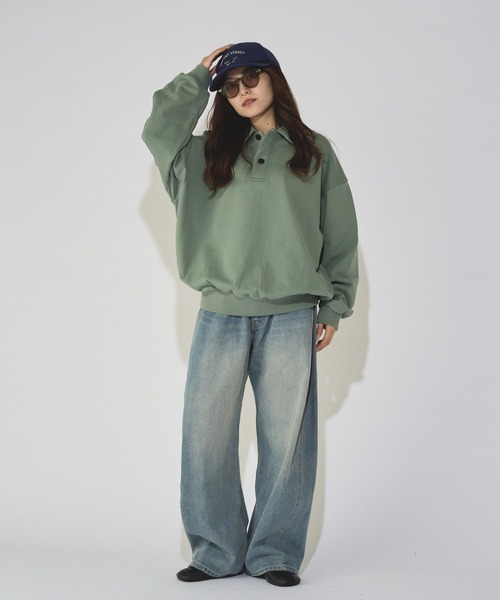Lui's(ルイス)の「【WEB限定】オーバーサイズワイドスウェットポロ(スウェット・メンズ・ブラック/グレー/グリーン系その他・M/S)」の8枚目の写真