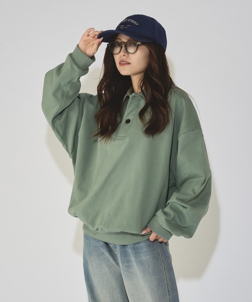 Lui's(ルイス)の「【WEB限定】オーバーサイズワイドスウェットポロ(スウェット・メンズ・ブラック/グレー/グリーン系その他・M/S)」の5枚目の写真