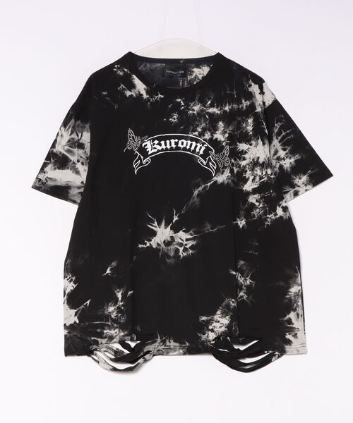 Kuromi(クロミ)の「PSYCHO☆NATION×KUROMI / サイコネーション クロミ バタフライ ラインストーン ダメージ グラフィックTシャツ / コラボTシャツ(Tシャツ/カットソー・レディース・ブラック系その他/ホワイト/ブラック・M/L/XL)」の1枚目の写真