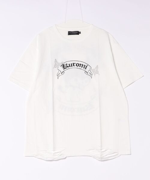 Kuromi(クロミ)の「PSYCHO☆NATION×KUROMI / サイコネーション クロミ バタフライ ラインストーン ダメージ グラフィックTシャツ / コラボTシャツ(Tシャツ/カットソー・レディース・ブラック系その他/ホワイト/ブラック・M/L/XL)」の2枚目の写真